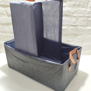 cajon organizador gris manija marron 47x28x19cm