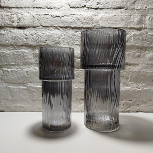 florero rayado cristal humo grande 14x30