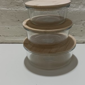 hermetico vidrio tapa bamboo redondo 620ml 15x7cm
